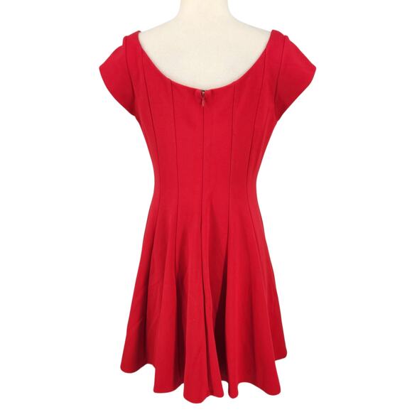 Bailey 44 Zoe Red Mini Dress Scoop Neck Fit & Flare Cap Sleeves Size Large - Picture 7 of 8